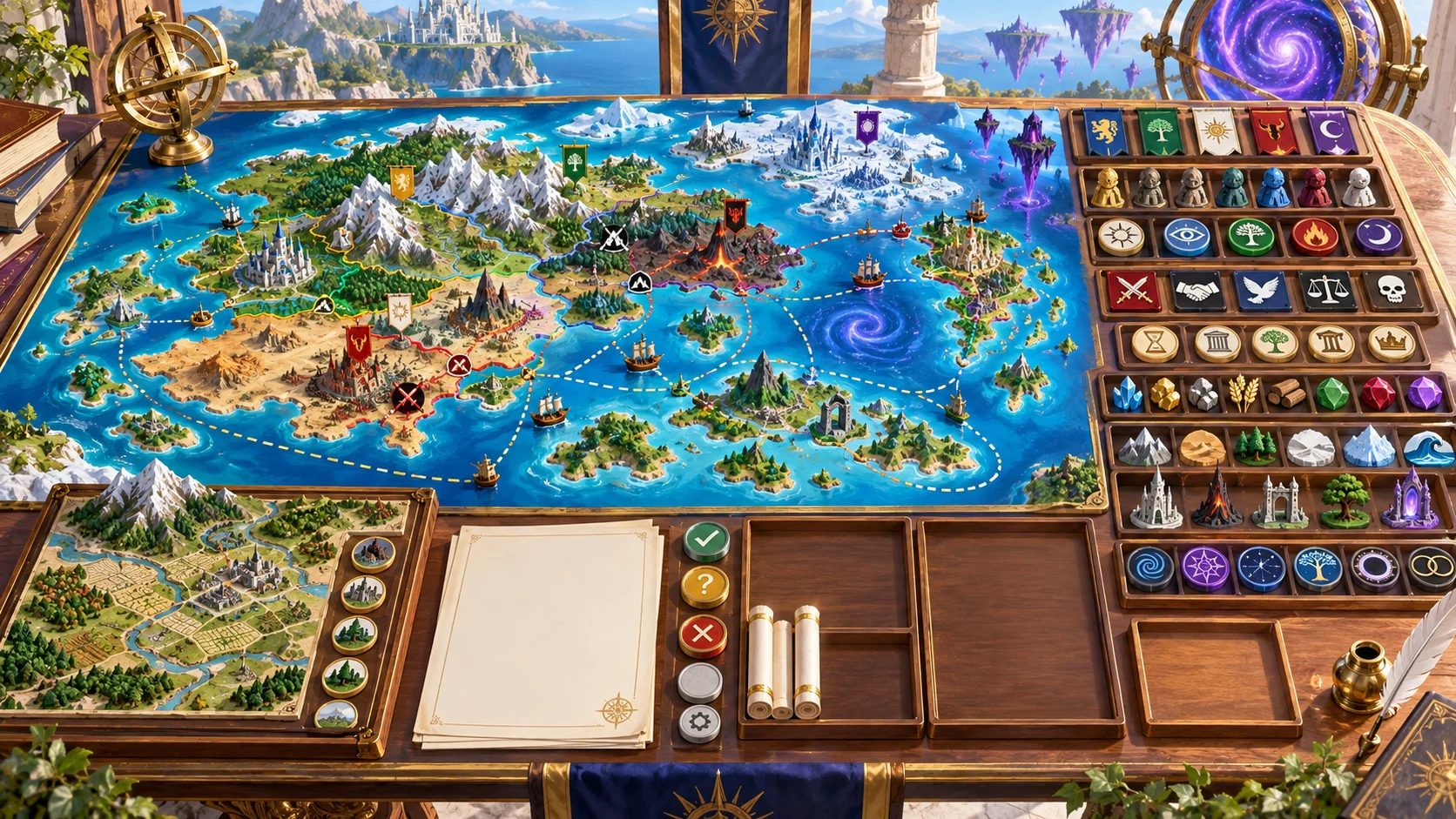 Fantasy editorial illustration of a written world framework
